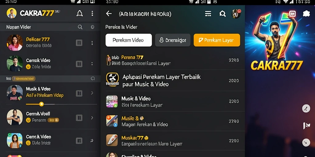 Antarmuka CAKRA777 yang intuitif dan mudah digunakan saat merekam layar.