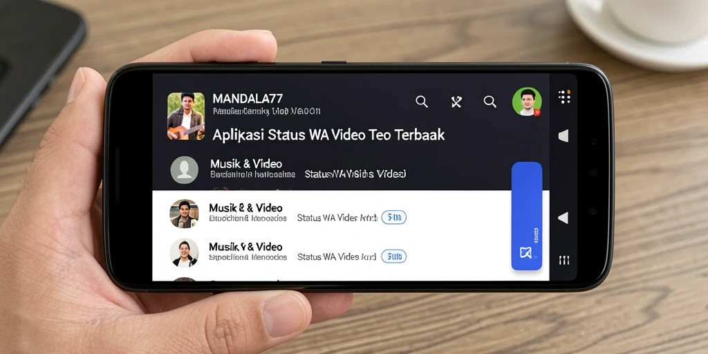 Antarmuka MANDALA77 menampilkan koleksi video Status WA yang menarik.
