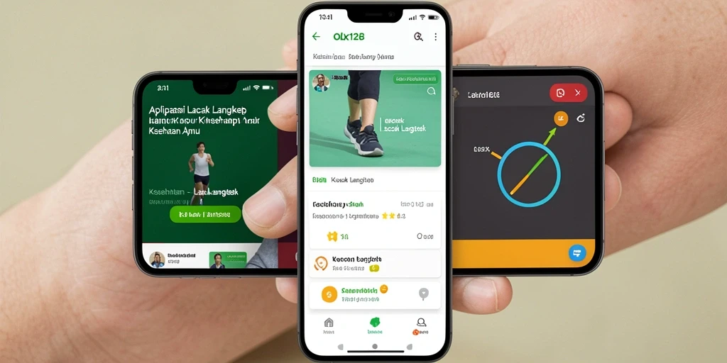 Tampilan antarmuka aplikasi OLX128 saat melacak langkah.