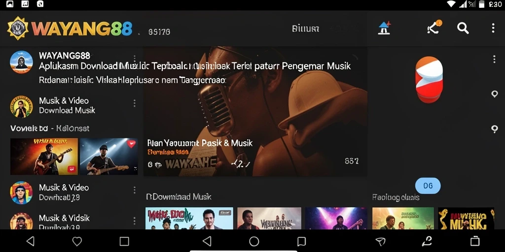 Screenshot utama aplikasi WAYANG88 menampilkan fungsi Download Musik yang intuitif.